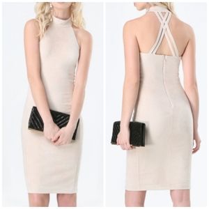 bebe Cream Halter Midi Dress